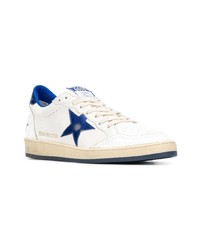 weiße und blaue Leder niedrige Sneakers von Golden Goose