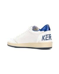 weiße und blaue Leder niedrige Sneakers von Golden Goose