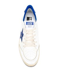 weiße und blaue Leder niedrige Sneakers von Golden Goose