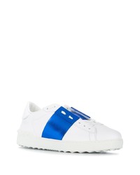 weiße und blaue Leder niedrige Sneakers von Valentino Garavani