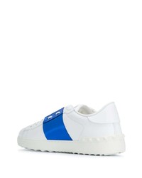 weiße und blaue Leder niedrige Sneakers von Valentino Garavani