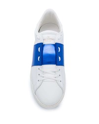 weiße und blaue Leder niedrige Sneakers von Valentino Garavani