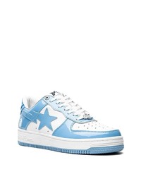 weiße und blaue Leder niedrige Sneakers von A Bathing Ape