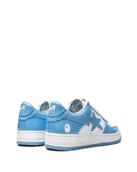 weiße und blaue Leder niedrige Sneakers von A Bathing Ape