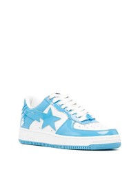 weiße und blaue Leder niedrige Sneakers von A Bathing Ape