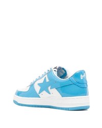 weiße und blaue Leder niedrige Sneakers von A Bathing Ape