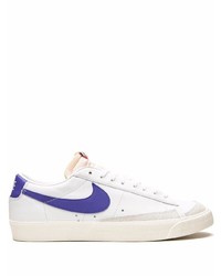 weiße und blaue Leder niedrige Sneakers von Nike