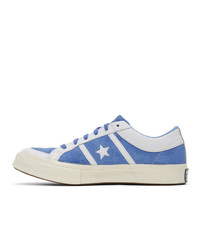 weiße und blaue Leder niedrige Sneakers von Converse