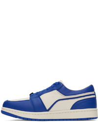 weiße und blaue Leder niedrige Sneakers von CALVINLUO