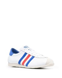 weiße und blaue Leder niedrige Sneakers von adidas