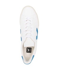 weiße und blaue Leder niedrige Sneakers von Veja