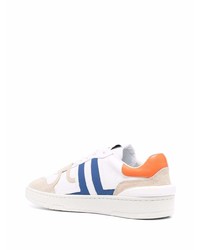 weiße und blaue Leder niedrige Sneakers von Lanvin