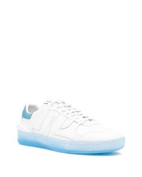 weiße und blaue Leder niedrige Sneakers von Lanvin