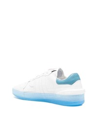 weiße und blaue Leder niedrige Sneakers von Lanvin