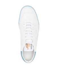 weiße und blaue Leder niedrige Sneakers von Lanvin