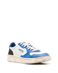 weiße und blaue Leder niedrige Sneakers von AUTRY