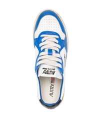 weiße und blaue Leder niedrige Sneakers von AUTRY