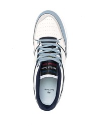 weiße und blaue Leder niedrige Sneakers von PS Paul Smith