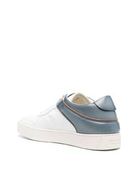 weiße und blaue Leder niedrige Sneakers von Santoni