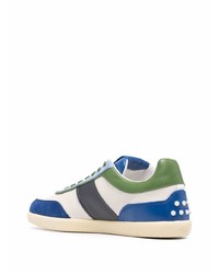 weiße und blaue Leder niedrige Sneakers von Tod's