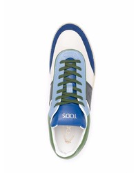 weiße und blaue Leder niedrige Sneakers von Tod's