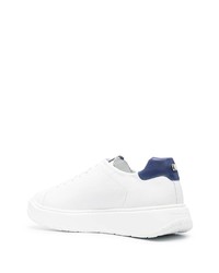 weiße und blaue Leder niedrige Sneakers von Fratelli Rossetti