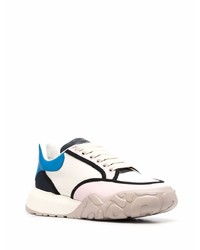 weiße und blaue Leder niedrige Sneakers von Alexander McQueen