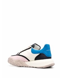 weiße und blaue Leder niedrige Sneakers von Alexander McQueen