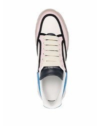 weiße und blaue Leder niedrige Sneakers von Alexander McQueen