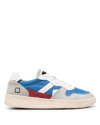 weiße und blaue Leder niedrige Sneakers von D.A.T.E