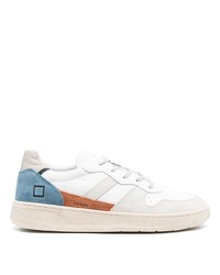 weiße und blaue Leder niedrige Sneakers von D.A.T.E