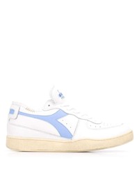 weiße und blaue Leder niedrige Sneakers von Diadora