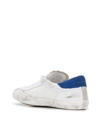 weiße und blaue Leder niedrige Sneakers von Philippe Model Paris