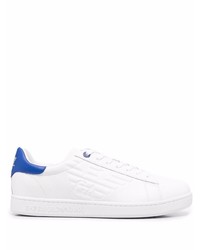 weiße und blaue Leder niedrige Sneakers von Ea7 Emporio Armani