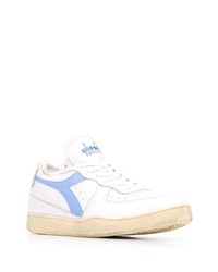 weiße und blaue Leder niedrige Sneakers von Diadora