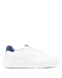 weiße und blaue Leder niedrige Sneakers von Fratelli Rossetti