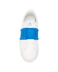 weiße und blaue Leder niedrige Sneakers von Valentino