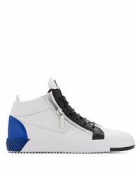 weiße und blaue Leder niedrige Sneakers von Giuseppe Zanotti