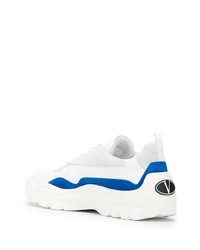 weiße und blaue Leder niedrige Sneakers von Valentino Garavani