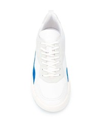 weiße und blaue Leder niedrige Sneakers von Valentino Garavani