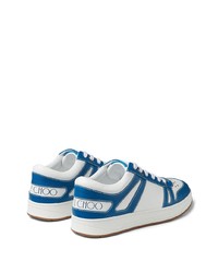 weiße und blaue Leder niedrige Sneakers von Jimmy Choo