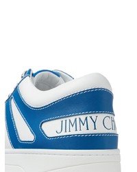 weiße und blaue Leder niedrige Sneakers von Jimmy Choo