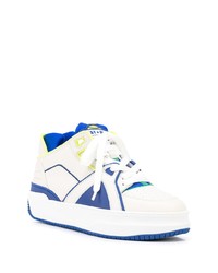 weiße und blaue Leder niedrige Sneakers von Just Don