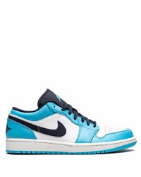 weiße und blaue Leder niedrige Sneakers von Jordan