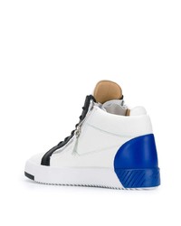 weiße und blaue Leder niedrige Sneakers von Giuseppe Zanotti