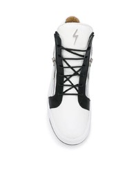 weiße und blaue Leder niedrige Sneakers von Giuseppe Zanotti