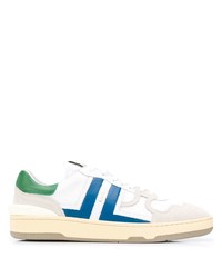 weiße und blaue Leder niedrige Sneakers von Lanvin