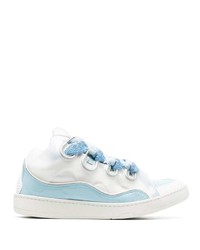 weiße und blaue Leder niedrige Sneakers von Lanvin