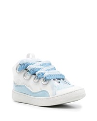 weiße und blaue Leder niedrige Sneakers von Lanvin