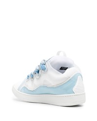 weiße und blaue Leder niedrige Sneakers von Lanvin